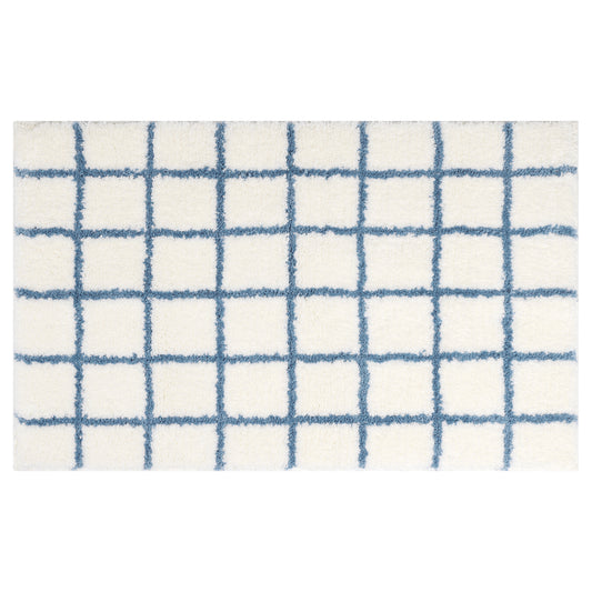Checkered Non Slip Bath Mats, Soft Fluffy Absorbent Bathroom Rugs for Shower
