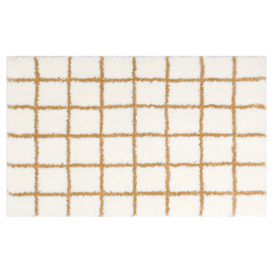 Checkered Non Slip Bath Mats, Soft Fluffy Absorbent Bathroom Rugs for Shower