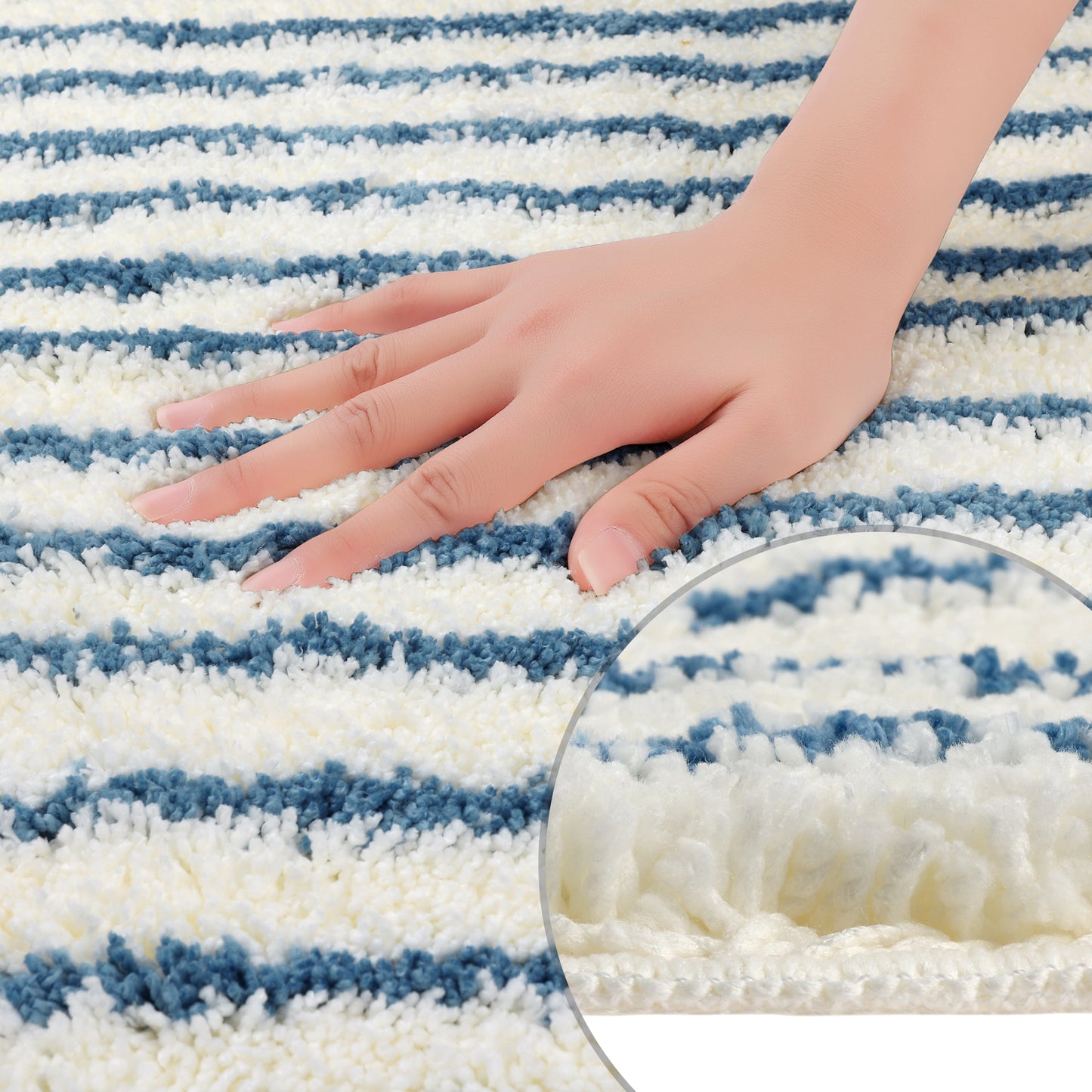 Striped Bathroom Rug Mat, Non-Slip Soft Bath Carpet, Absorbent Machine Washable Bath Mats