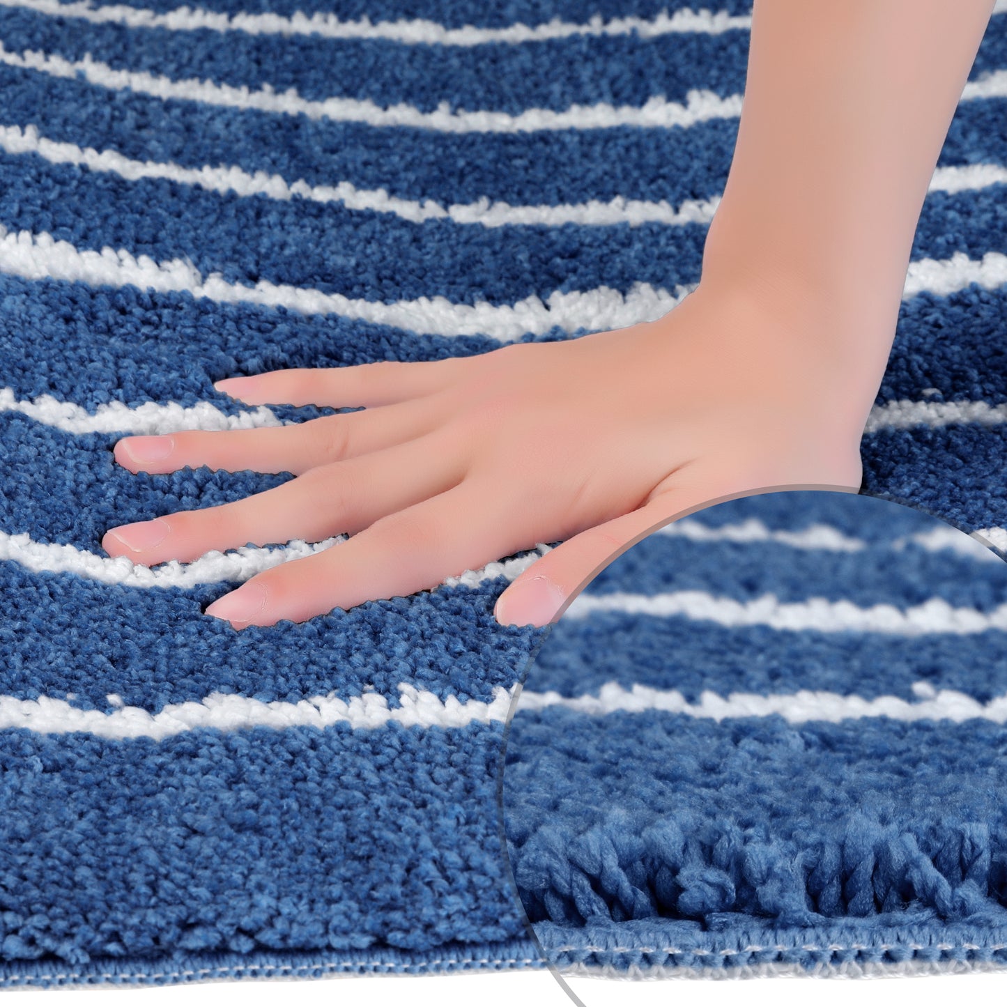 Striped Bathroom Rug, Non-Slip Soft Fluffy Bath Carpet, Water Absorbent Bath Mats
