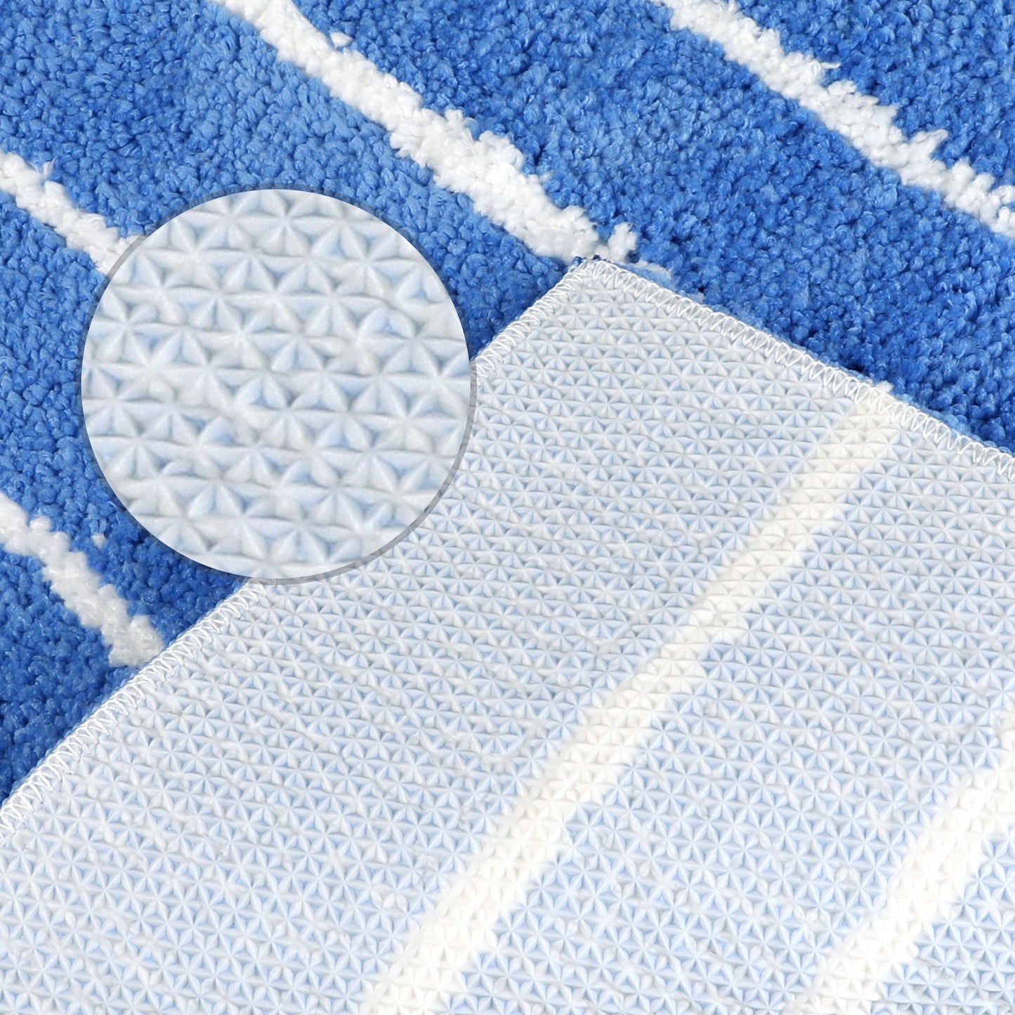 Striped Bathroom Rug, Non-Slip Soft Fluffy Bath Carpet, Water Absorbent Bath Mats