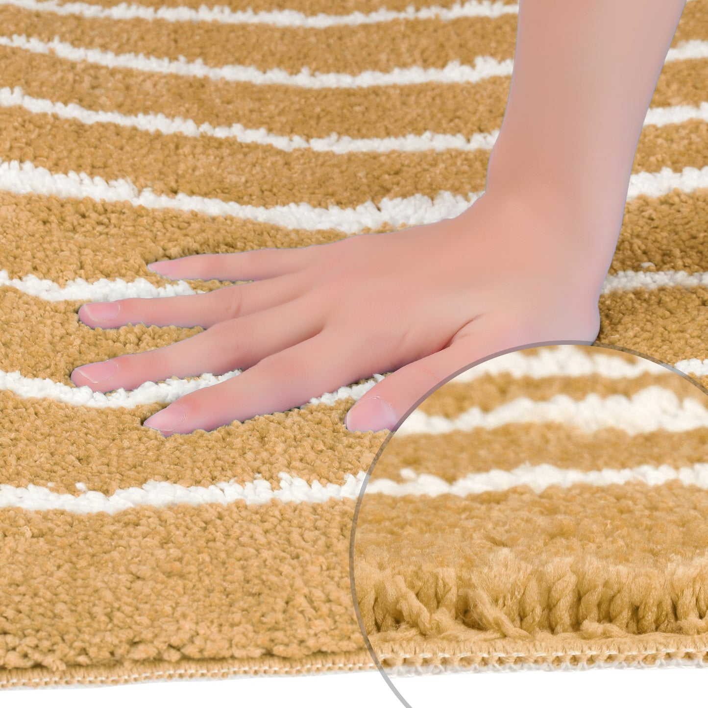 Striped Bathroom Rug, Non-Slip Soft Fluffy Bath Carpet, Water Absorbent Bath Mats