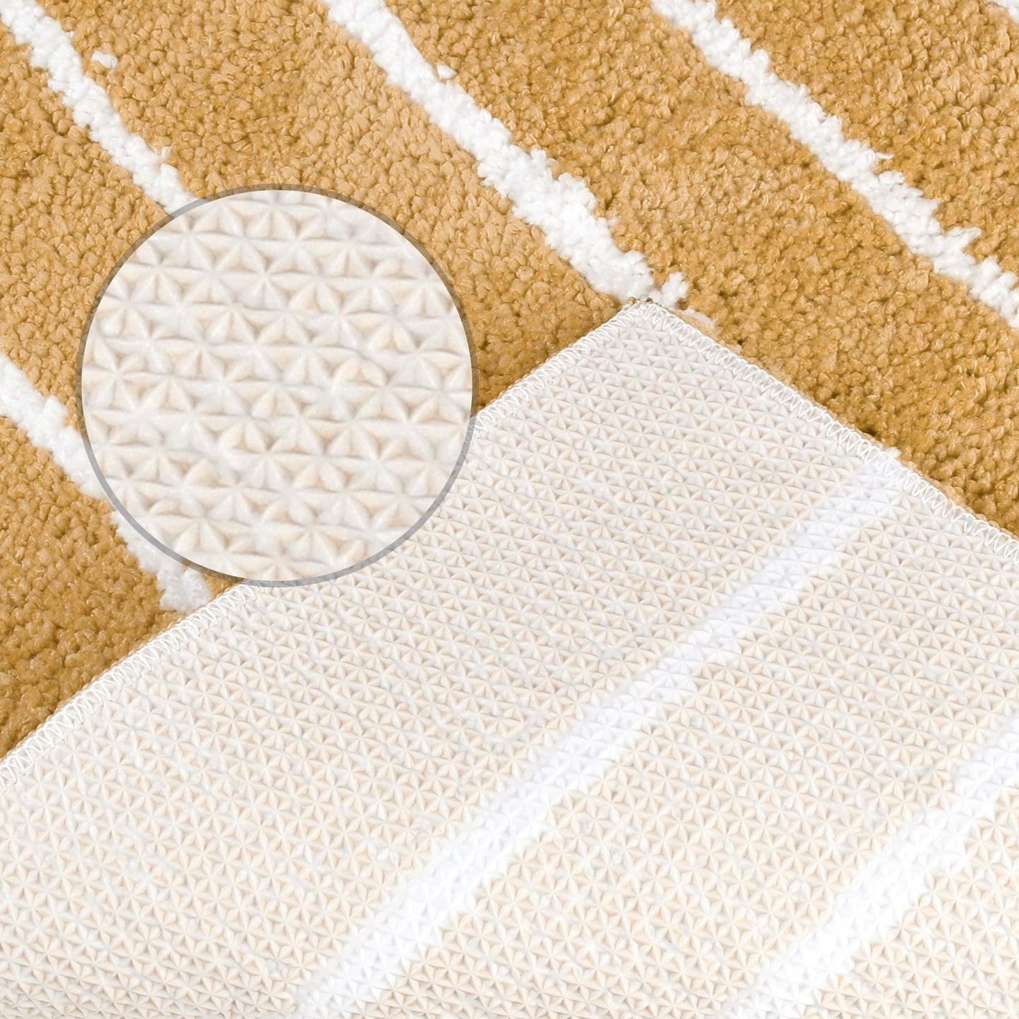 Striped Bathroom Rug, Non-Slip Soft Fluffy Bath Carpet, Water Absorbent Bath Mats