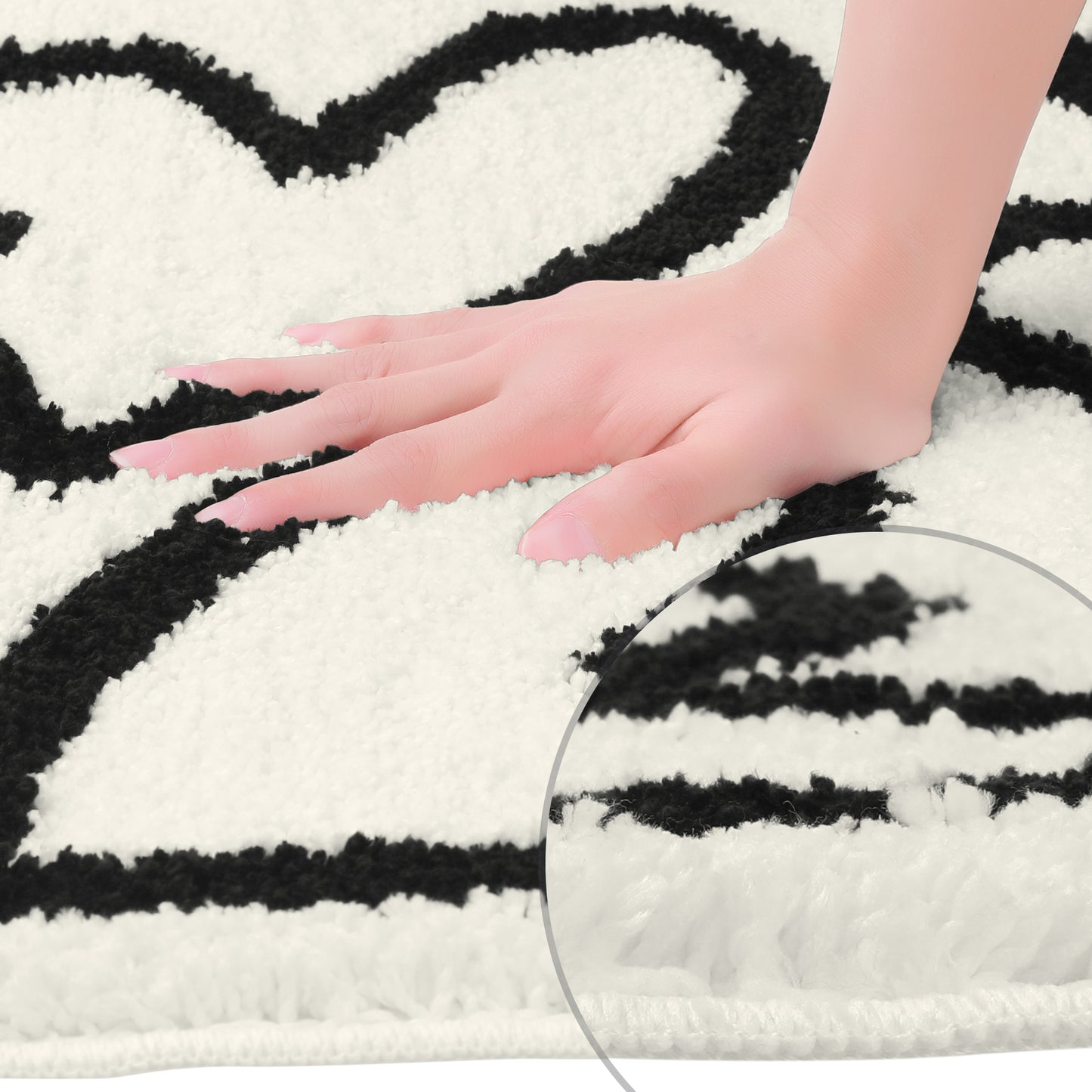 Cute Heart Pattern Bathroom Rug, Ultra Soft Non-Slip Shaggy Bath Mats
