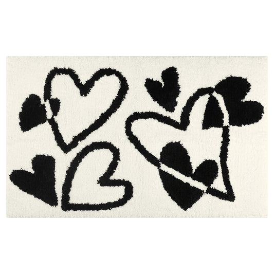 Cute Heart Pattern Bathroom Rug, Ultra Soft Non-Slip Shaggy Bath Mats