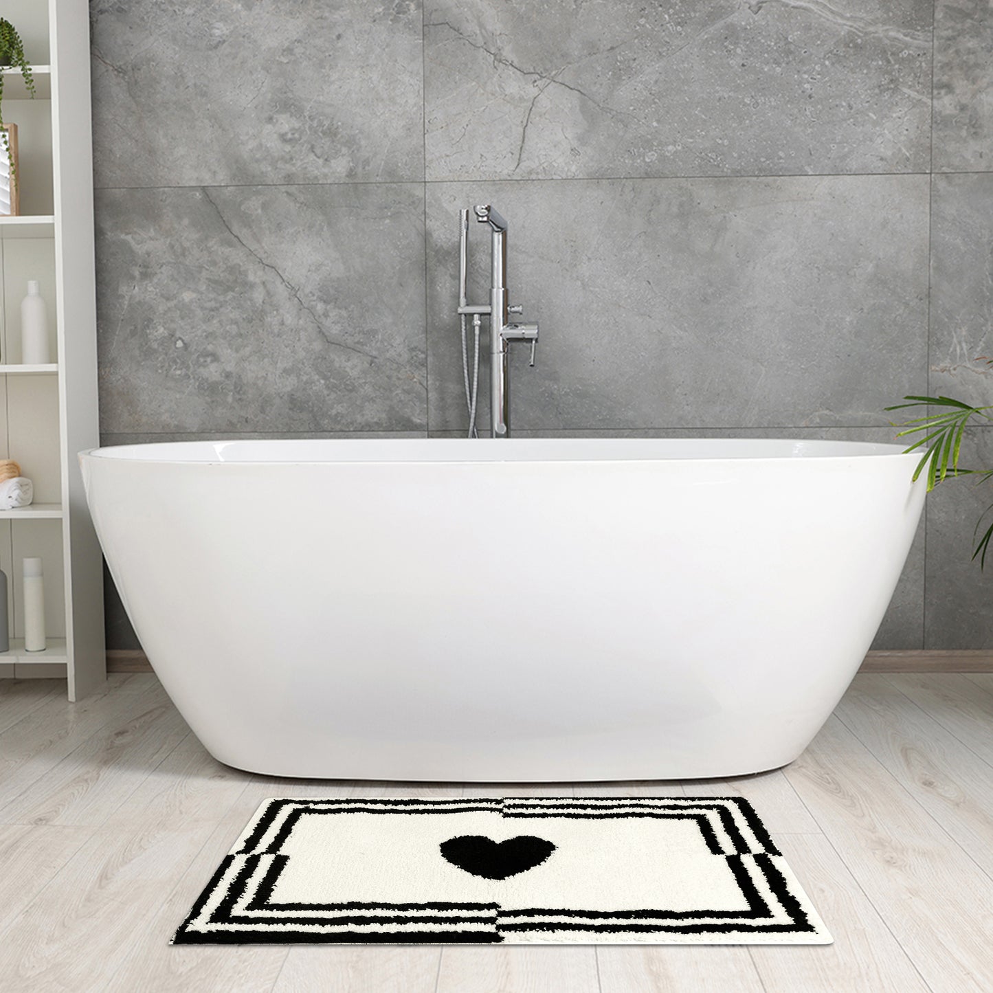 Cute Heart Pattern Bathroom Rug, Ultra Soft Non-Slip Shaggy Bath Mats