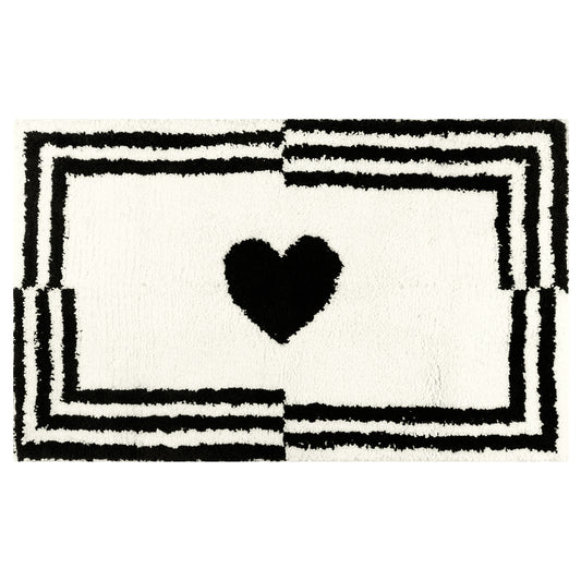 Cute Heart Pattern Bathroom Rug, Ultra Soft Non-Slip Shaggy Bath Mats