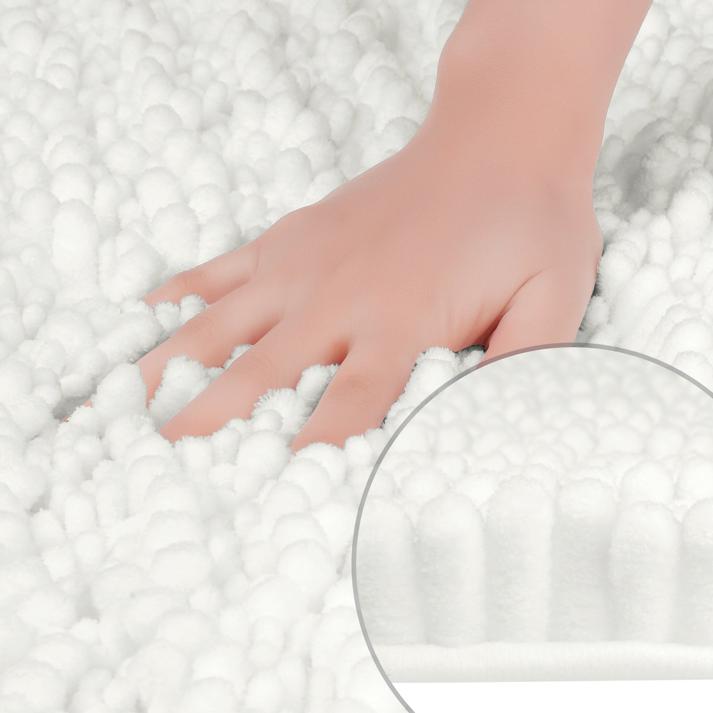 Chenille Bathroom Rugs Non-Slip Bath Mat, Plain Washable Soft Bath Mats
