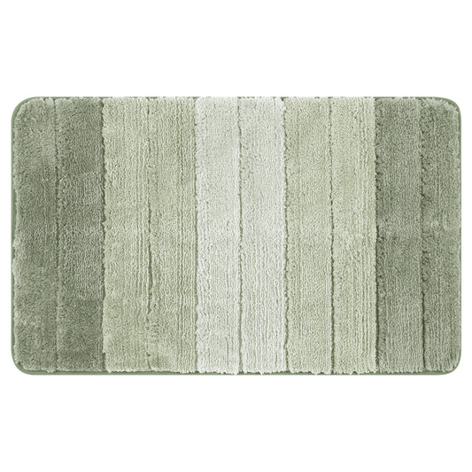 Plush Gradient Striped Bathroom Rug, Microfiber Shaggy Machine Washable Bath Mats