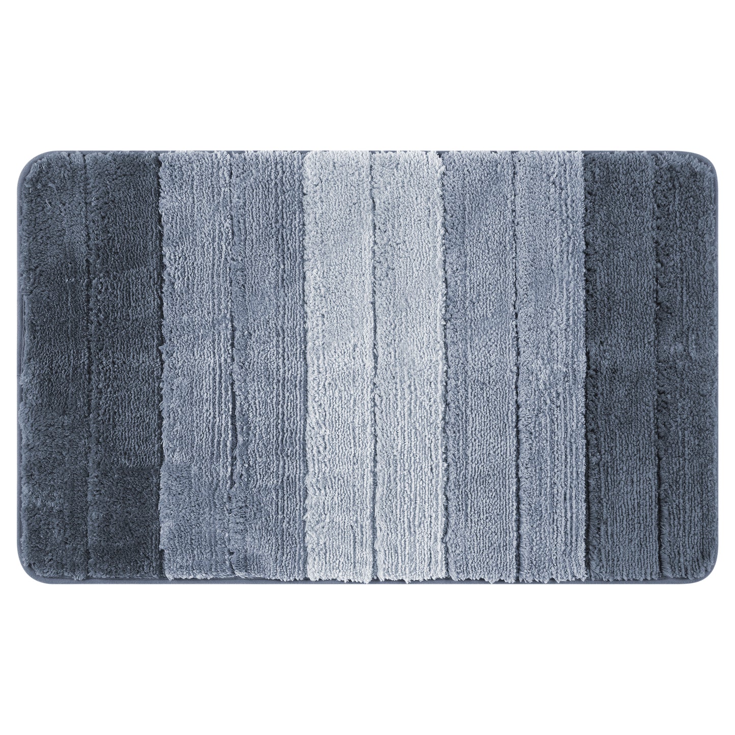 Plush Gradient Striped Bathroom Rug, Microfiber Shaggy Machine Washable Bath Mats