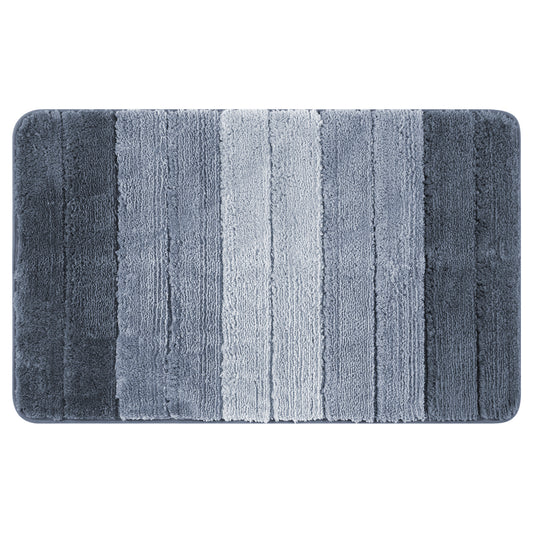 Plush Gradient Striped Bathroom Rug, Microfiber Shaggy Machine Washable Bath Mats