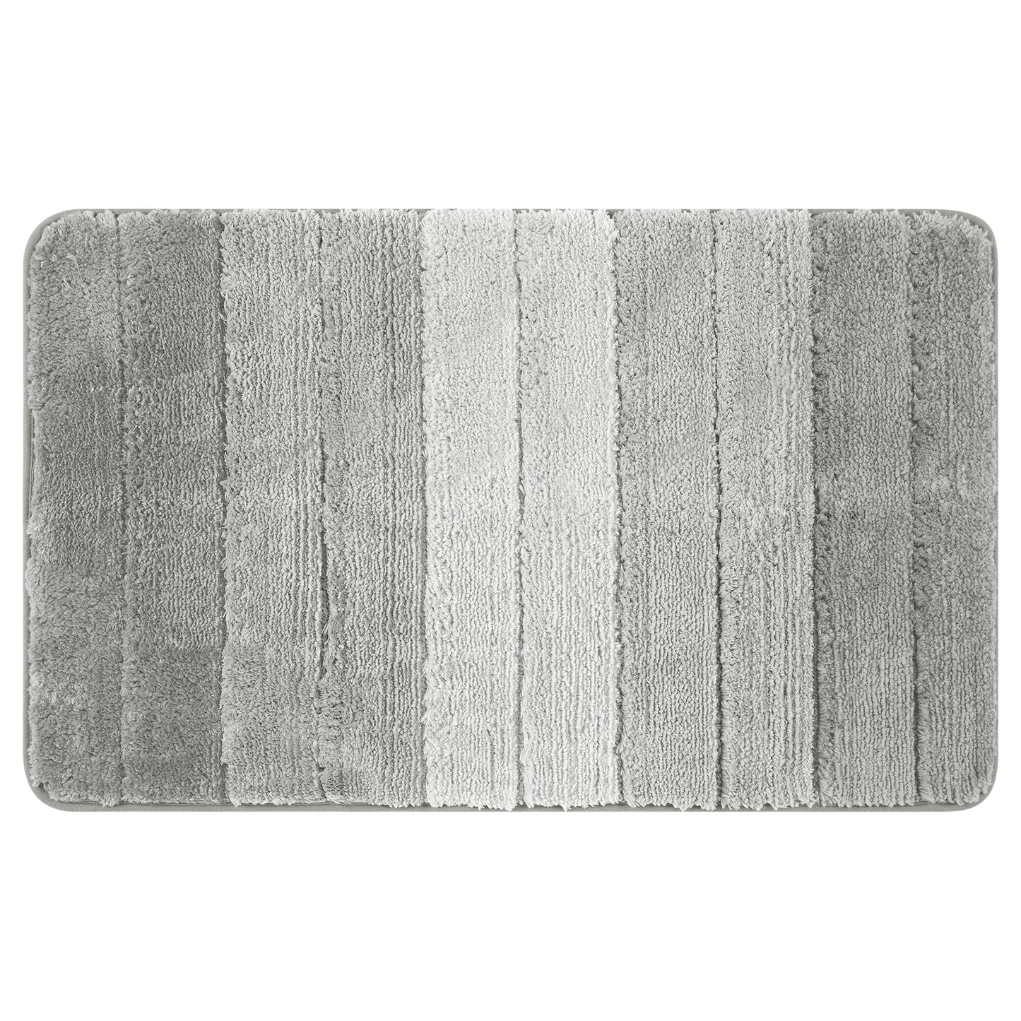 Plush Gradient Striped Bathroom Rug, Microfiber Shaggy Machine Washable Bath Mats