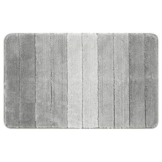 Plush Gradient Striped Bathroom Rug, Microfiber Shaggy Machine Washable Bath Mats