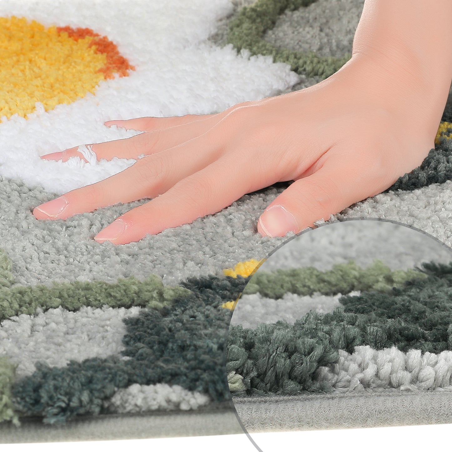 Microfiber Bathroom Rugs, Non-Slip Cute Flower, Soft Absorbent Plush Machine Washable Bath Mats