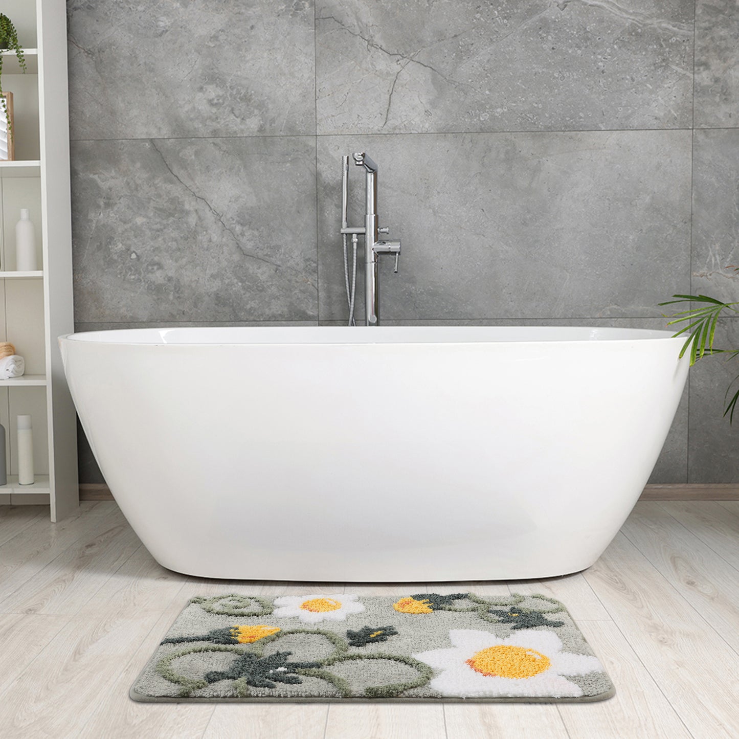 Microfiber Bathroom Rugs, Non-Slip Cute Flower, Soft Absorbent Plush Machine Washable Bath Mats