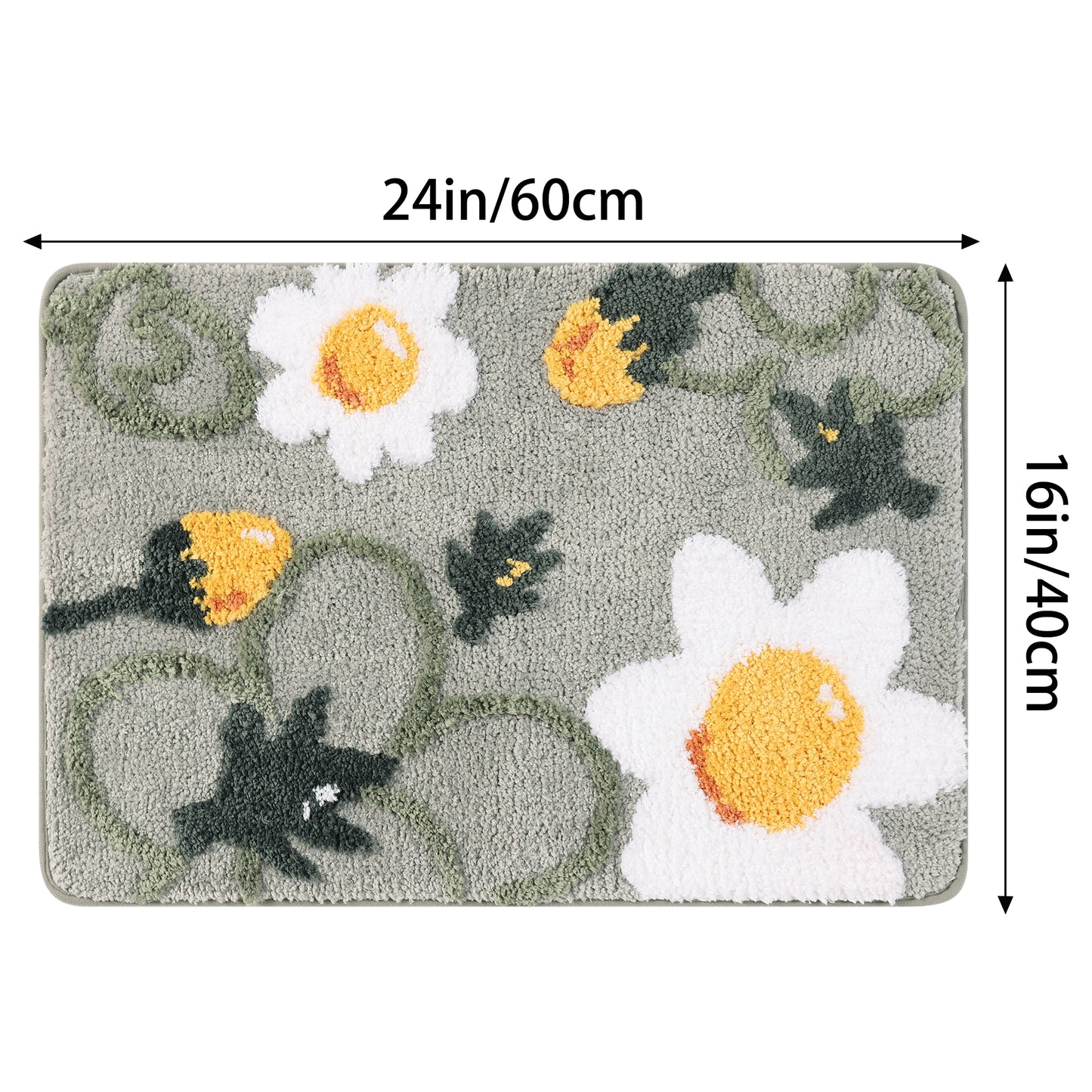 Microfiber Bathroom Rugs, Non-Slip Cute Flower, Soft Absorbent Plush Machine Washable Bath Mats