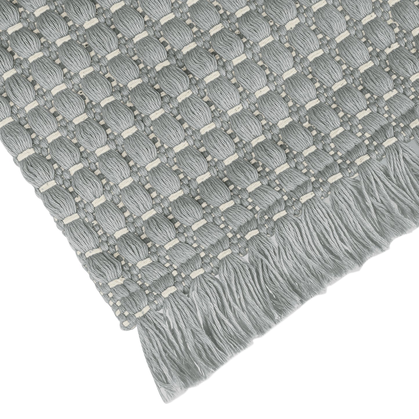 Boho Bathroom Rug, Woven Tecture Rug for Bedroom Throw Rug with Fringe
