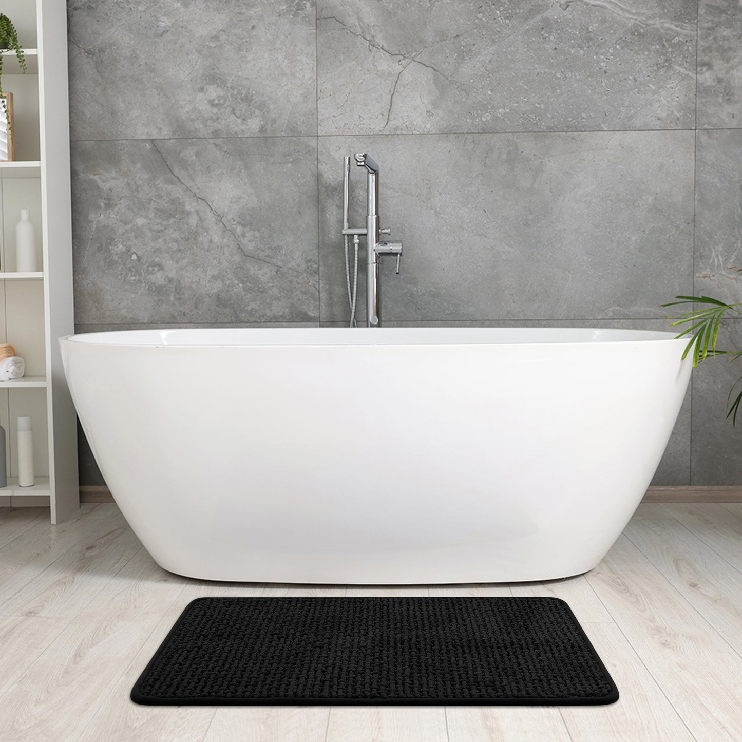 Chenille Bathroom Rugs, Non Slip Bath Mat Carpet for Bathroom Floor and Shower