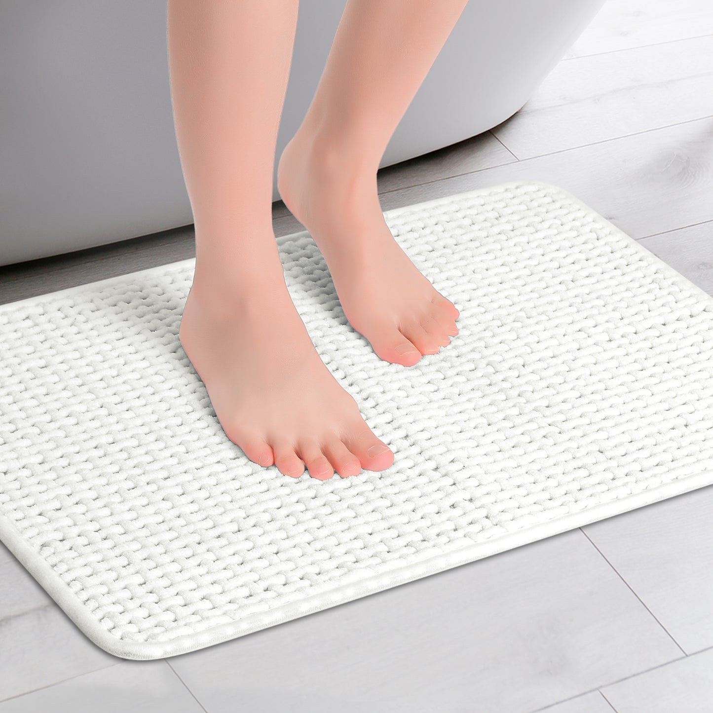Chenille Bathroom Rugs, Non Slip Bath Mat Carpet for Bathroom Floor and Shower