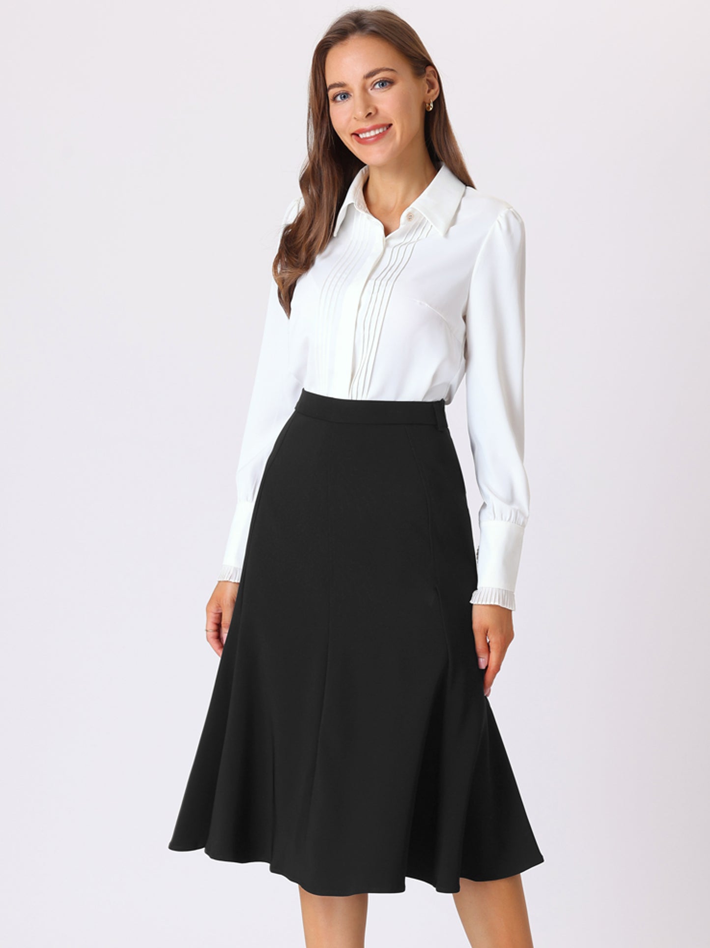 Women's Office Skirt Below Knee Lenght High Waist Fishtail Skirt