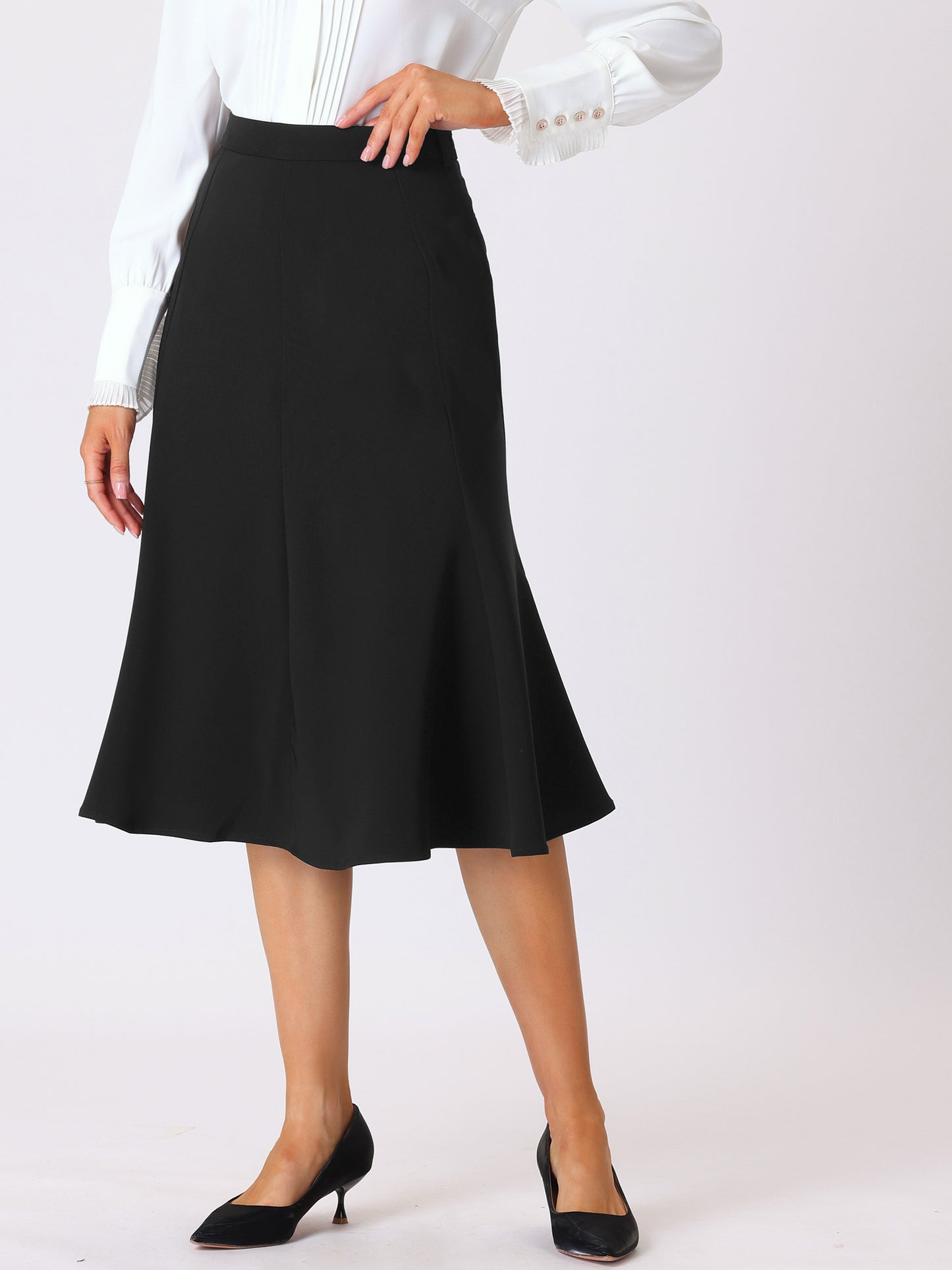 Women's Office Skirt Below Knee Lenght High Waist Fishtail Skirt