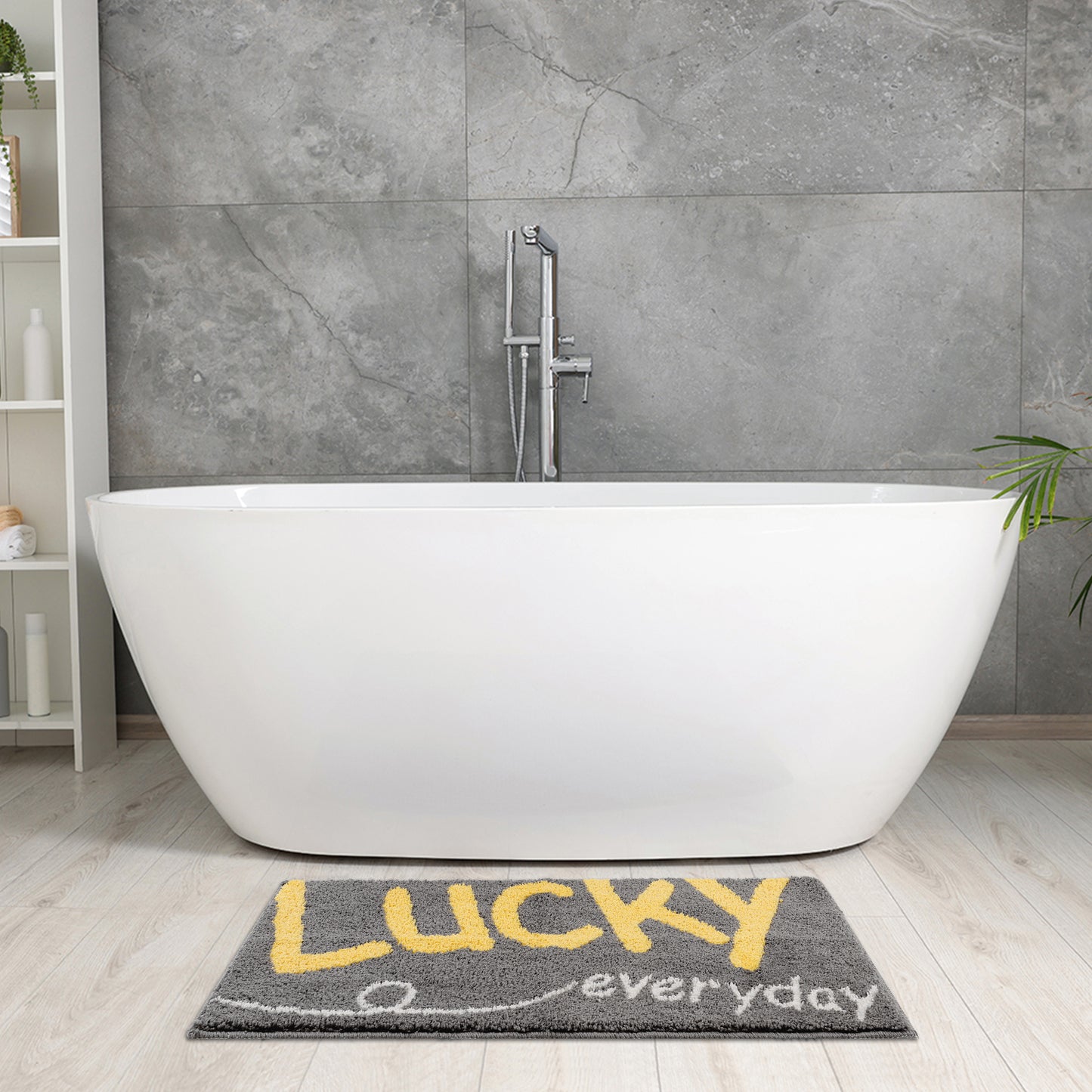 Cute Bath Mat, Stylish Funny Bathroom Rug with Words, Absorbent and Non-Slip