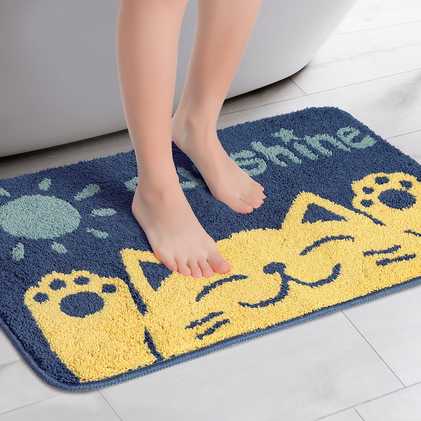 Cute Bath Mat, Stylish Funny Bathroom Rug with Words, Absorbent and Non-Slip