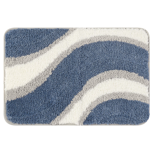 Wavy Stripes Bathroom Rug Mat, Absorbent Bath Rug, Non-Slip Bath Mats for Bathroom Floor