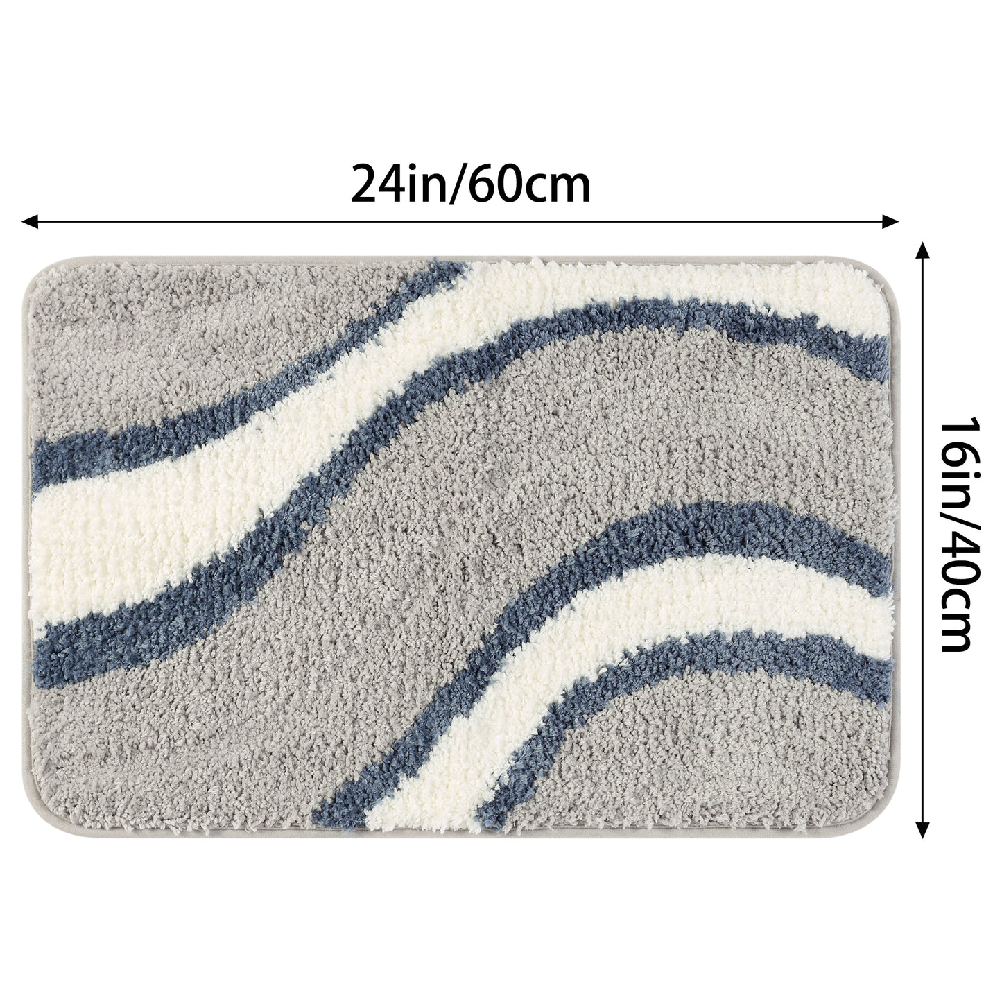 Wavy Stripes Bathroom Rug Mat, Absorbent Bath Rug, Non-Slip Bath Mats for Bathroom Floor