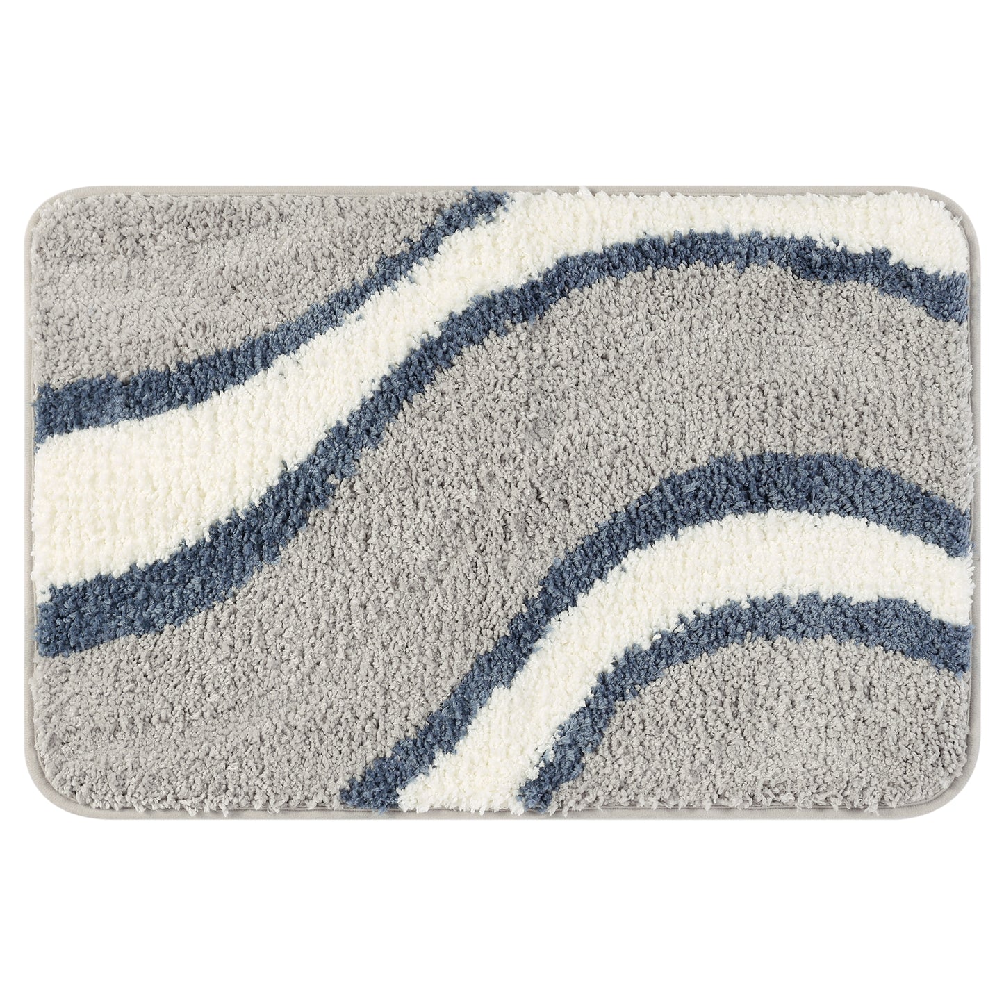 Wavy Stripes Bathroom Rug Mat, Absorbent Bath Rug, Non-Slip Bath Mats for Bathroom Floor