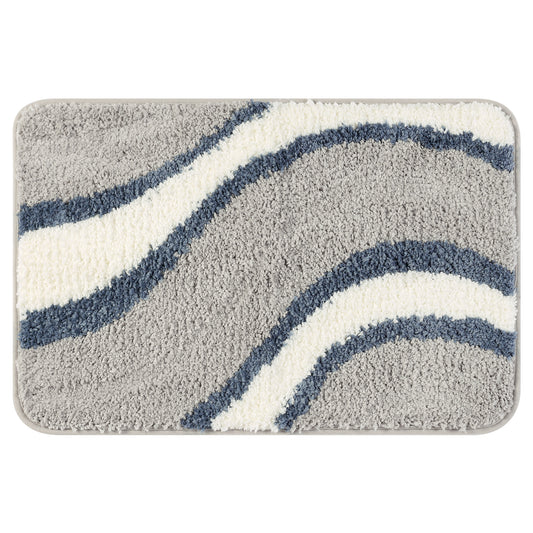 Wavy Stripes Bathroom Rug Mat, Absorbent Bath Rug, Non-Slip Bath Mats for Bathroom Floor