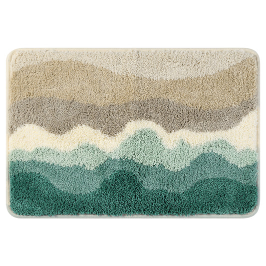 Wavy Stripes Bathroom Rug Mat, Absorbent Bath Rug, Non-Slip Bath Mats for Bathroom Floor