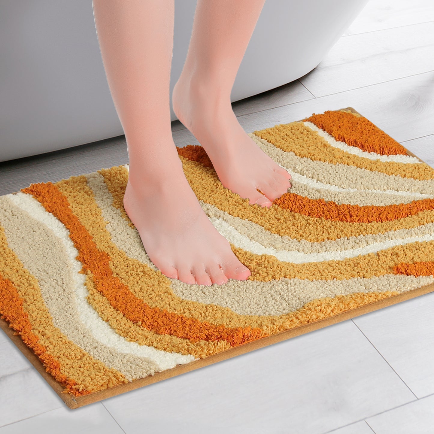 Abstract Bathroom Rug, Soft Non-Slip Thickening, Water Absorption Art Style Quick Dry Bath Mats