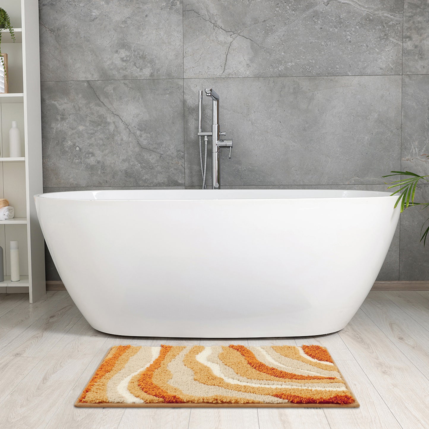 Abstract Bathroom Rug, Soft Non-Slip Thickening, Water Absorption Art Style Quick Dry Bath Mats