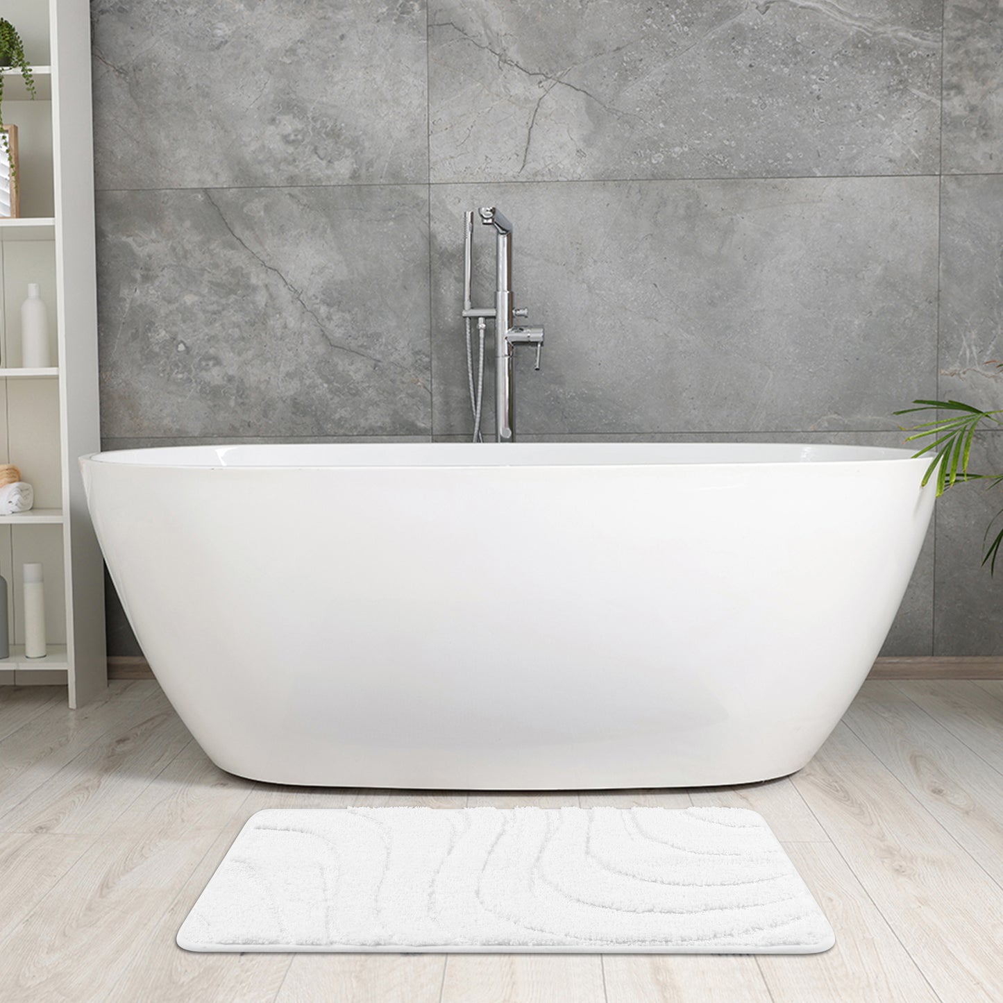 Non Slip Bath Mat, Geometry Bathroom Rug Absorbent Washable Mat Soft Microfiber Bath Mats
