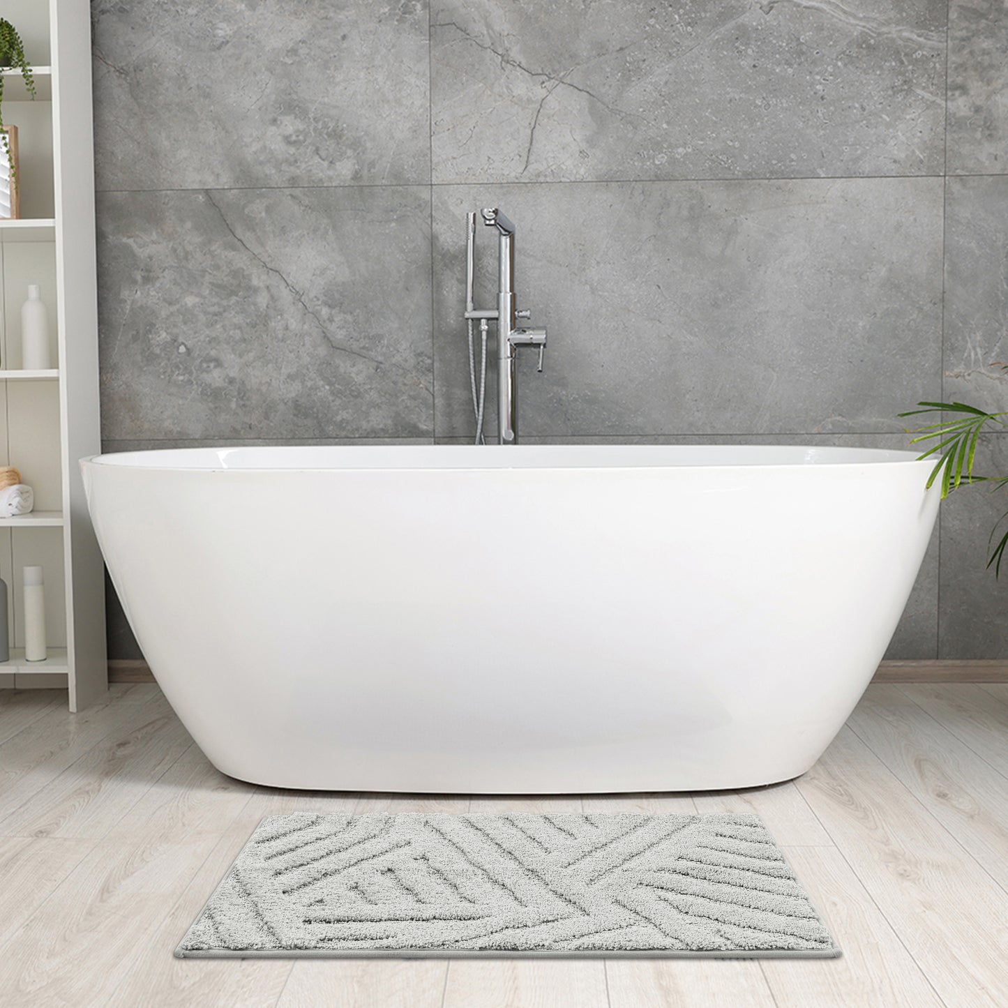 Bathroom Rugs Non Slip Bath Mat Geometric Luxury Soft Microfiber Washable Bath Mats