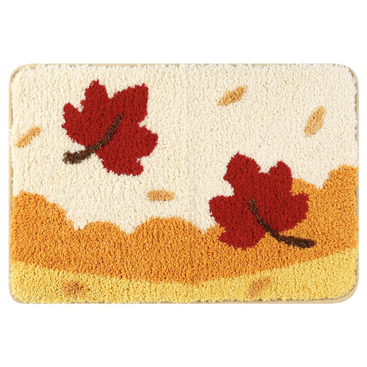 Soft Bath Rugs, Non-Slip Bathroom Rug Botanical Pattern Water Absorbent Thick Shaggy Bath Mats