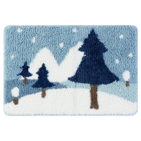 Soft Bath Rugs, Non-Slip Bathroom Rug Botanical Pattern Water Absorbent Thick Shaggy Bath Mats