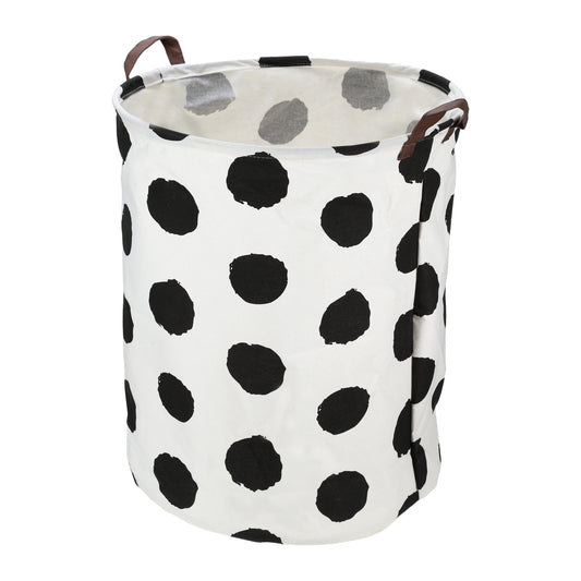 Foldable Cylindrical Laundry Basket for Laundry Room 19.69"x15.75" 60L Black Polka Dots