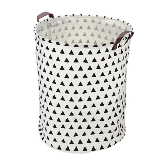 Foldable Cylindrical Laundry Basket for Laundry Room 19.69"x15.75" 60L Black Triangle