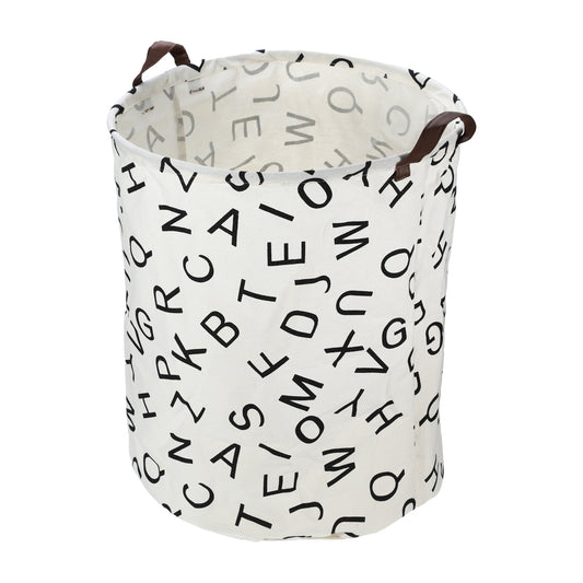 Foldable Cylindrical Laundry Basket for Laundry Room 19.69"x15.75" 60L Black Letter