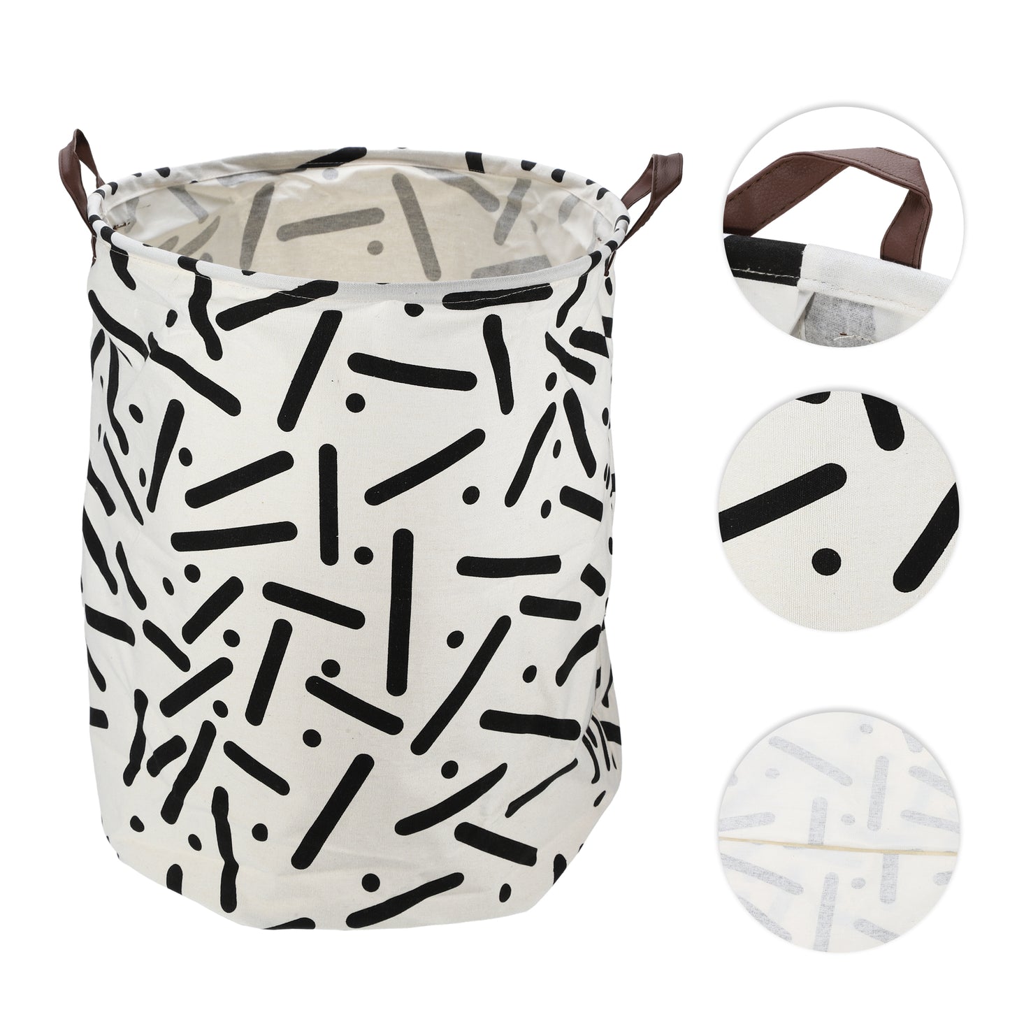 Foldable Cylindrical Laundry Basket for Laundry Room 19.69"x15.75" 60L Black Cylindrical Dot