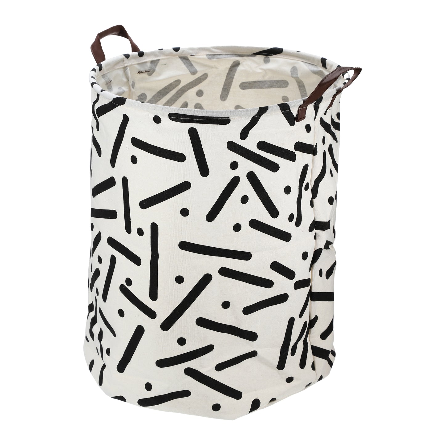 Foldable Cylindrical Laundry Basket for Laundry Room 19.69"x15.75" 60L Black Cylindrical Dot