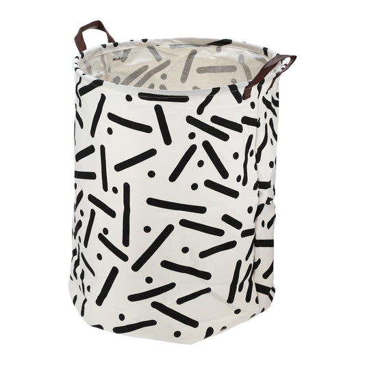 Foldable Cylindrical Laundry Basket for Laundry Room 19.69"x15.75" 60L Black Cylindrical Dot