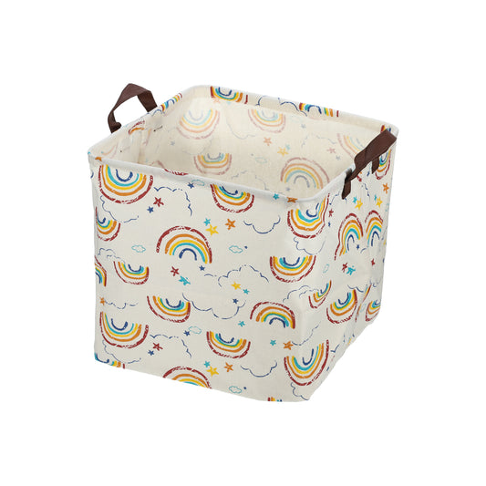 Foldable Square Laundry Basket for Laundry Room 12.60"x12.60"x12.60" 30L Rainbow