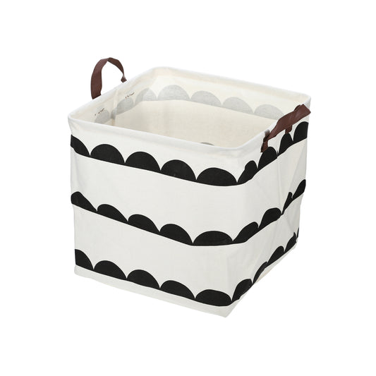 Foldable Square Laundry Basket for Laundry Room 12.60"x12.60"x12.60" 30L Black White Semicircle