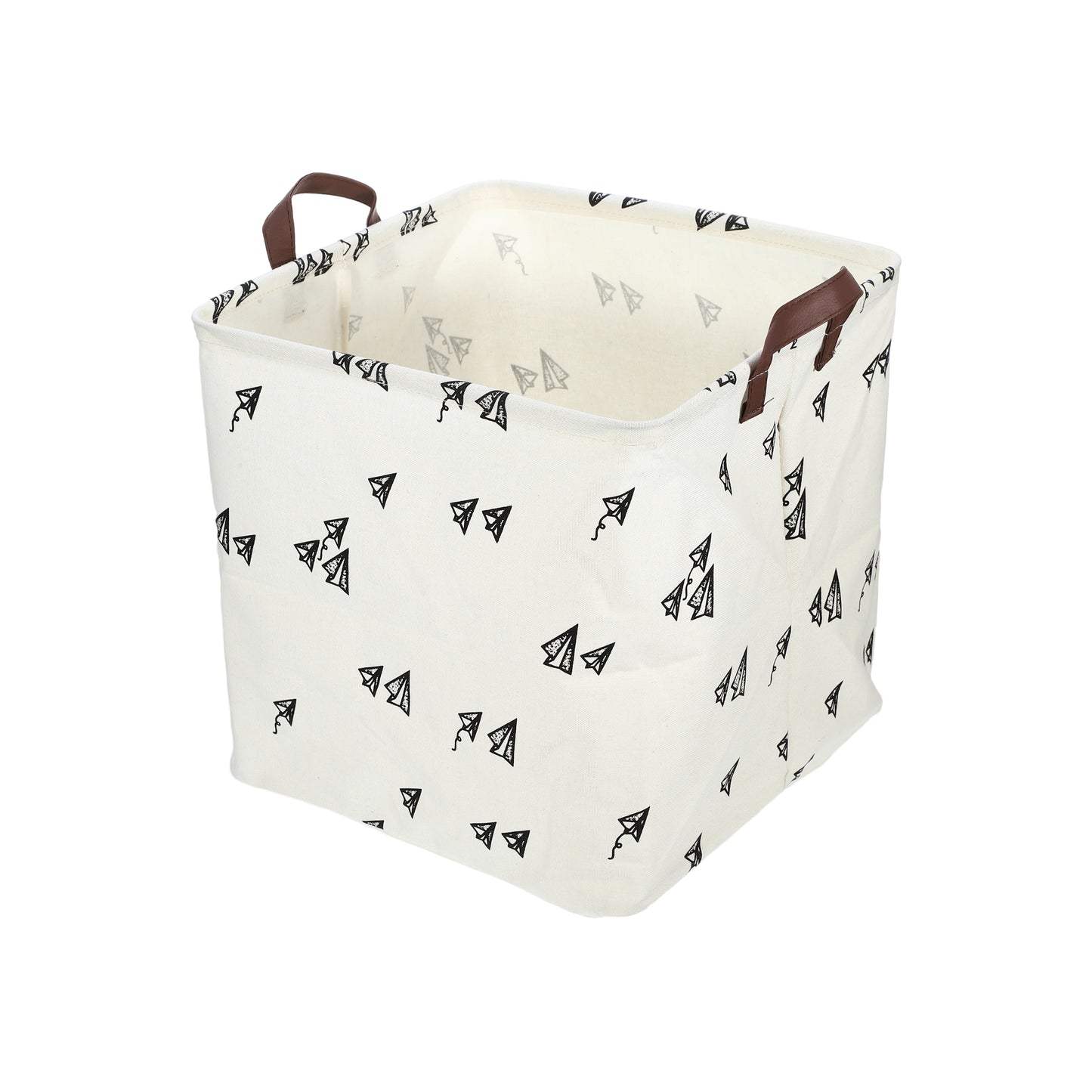 Foldable Square Laundry Basket for Laundry Room 12.60"x12.60"x12.60" 30L Black White Airplane