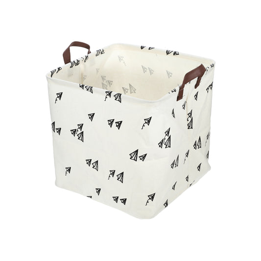 Foldable Square Laundry Basket for Laundry Room 12.60"x12.60"x12.60" 30L Black White Airplane