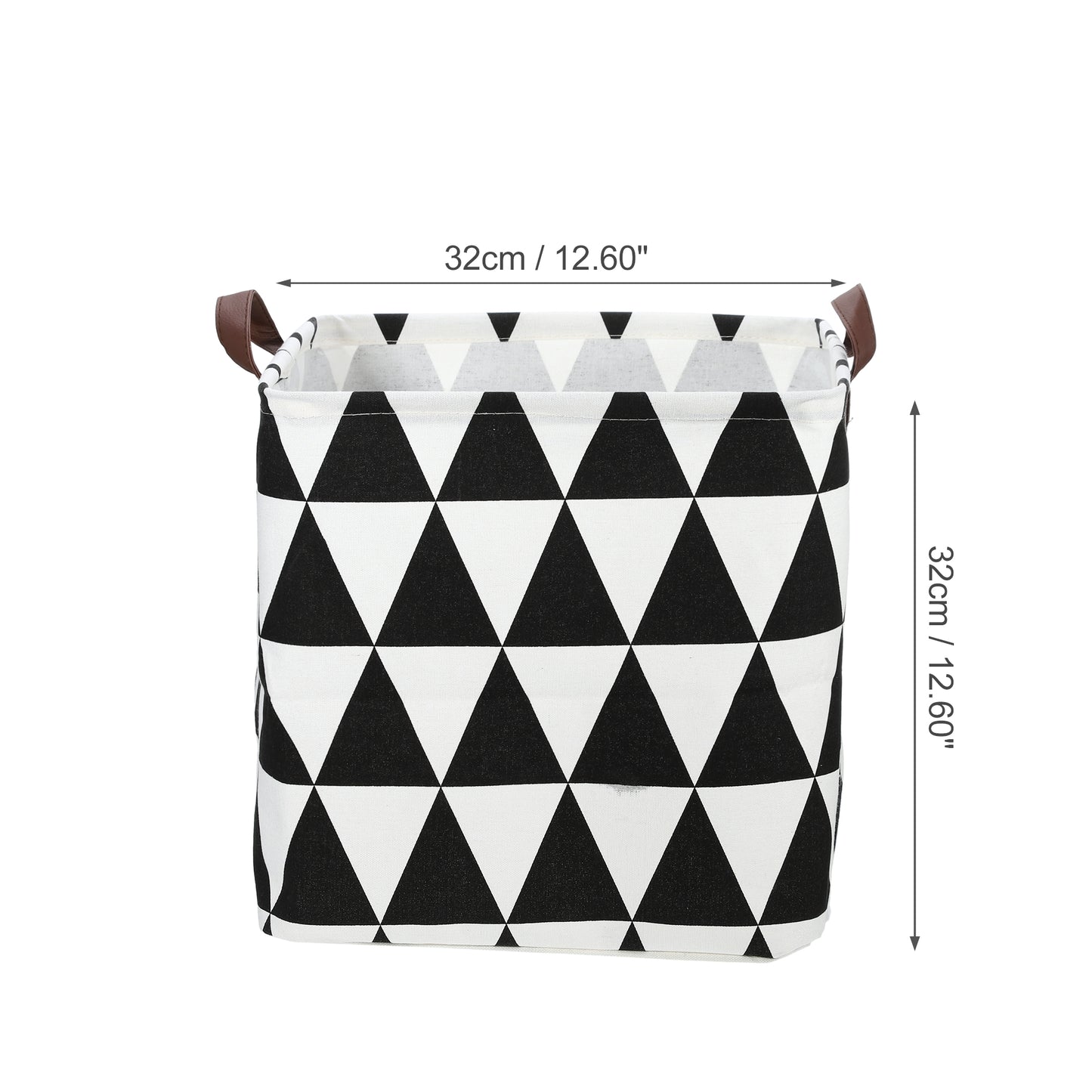 Foldable Square Laundry Basket for Laundry Room 12.60"x12.60"x12.60" 30L Black White Triangle