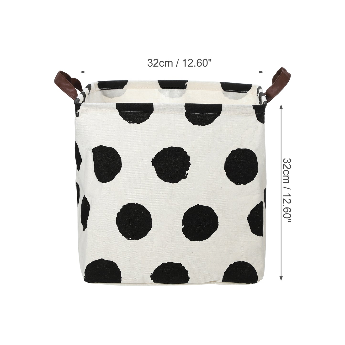 Foldable Square Laundry Basket for Laundry Room 12.60"x12.60"x12.60" 30L Black White Polka Dots